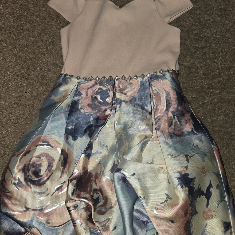 Xtraordinary Pink and Blue Floral Kids Formal Dress